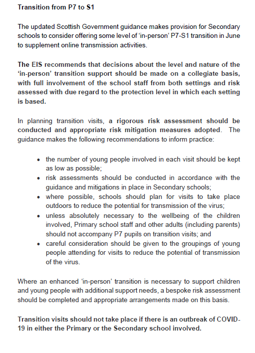 Transition from P7 to S1 | EIS