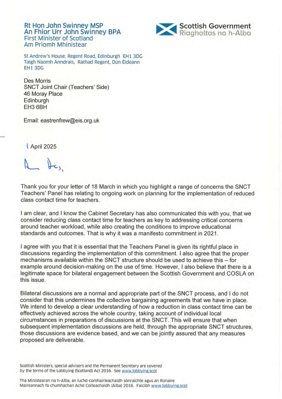 Letter from the Cabinet Secretary