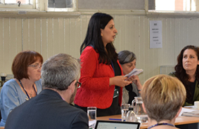 Speaker at a meeting 