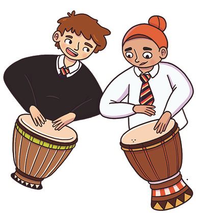 Pupils playing drums