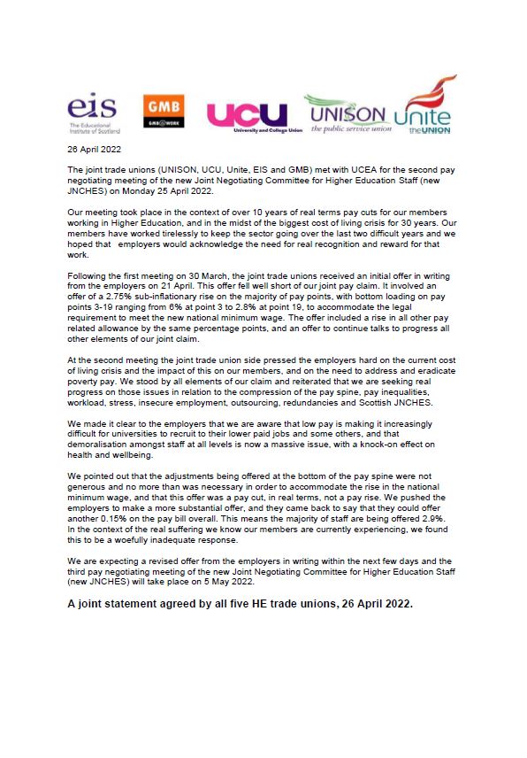 Second Trade Unions' Joint Statement