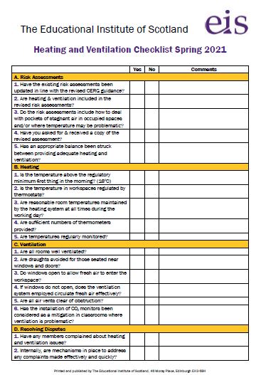 Heating and Ventilation Checklist